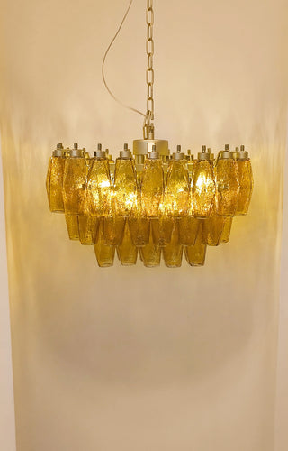 Elegant Murano Poliedri Amber Glass Chandelier