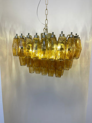 Elegant Murano Poliedri Amber Glass Chandelier