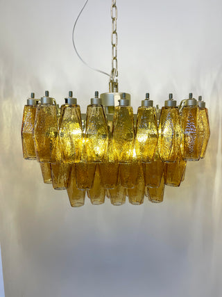 Elegant Murano Poliedri Amber Glass Chandelier