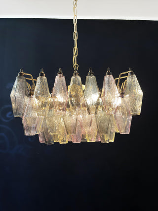 Elegant Murano Poliedri Multicolored Glass Chandelier