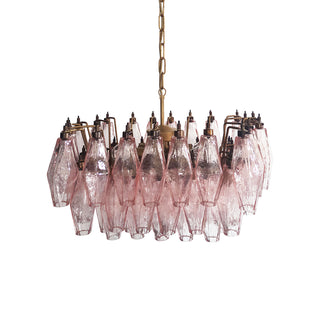 Elegant Murano Poliedri Pink Glass Chandelier