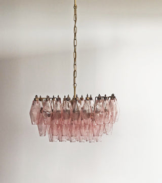 Elegant Murano Poliedri Pink Glass Chandelier