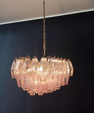 Elegant Murano Poliedri Pink Glass Chandelier