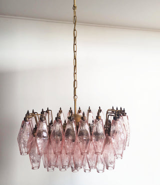 Elegant Murano Poliedri Pink Glass Chandelier