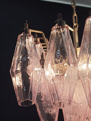 Elegant Murano Poliedri Pink Glass Chandelier