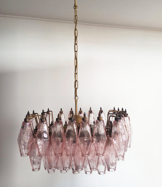 Elegant Murano Poliedri Pink Glass Chandelier