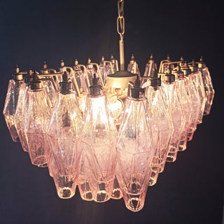 Elegant Murano Poliedri Pink Glass Chandelier