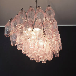 Elegant Murano Poliedri Pink Glass Chandelier