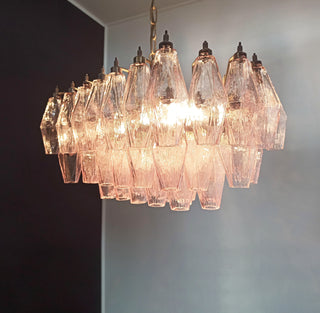 Elegant Murano Poliedri Pink Glass Chandelier