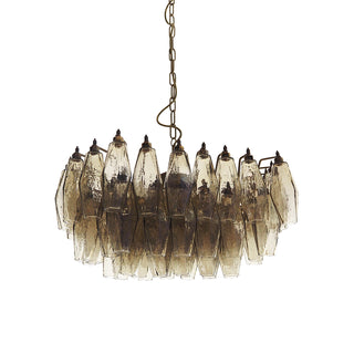 Elegant Murano Poliedri Smoked Glass Chandelier