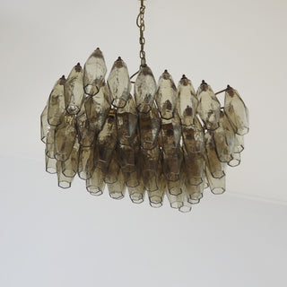 Elegant Murano Poliedri Smoked Glass Chandelier