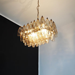 Elegant Murano Poliedri Smoked Glass Chandelier