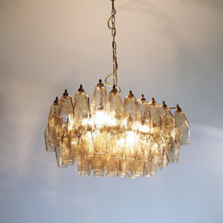 Elegant Murano Poliedri Smoked Glass Chandelier