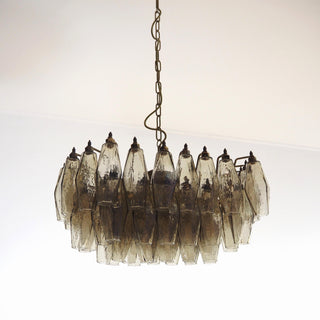 Elegant Murano Poliedri Smoked Glass Chandelier