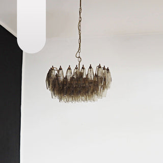 Elegant Murano Poliedri Smoked Glass Chandelier