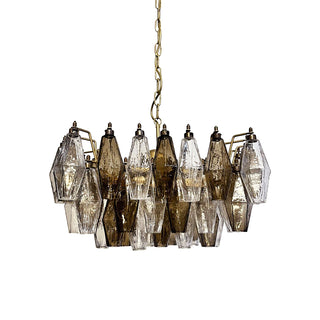 Elegant Murano Poliedri Transparent Smoked Glass Chandelier