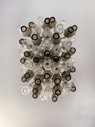 Elegant Murano Poliedri Transparent Smoked Glass Chandelier