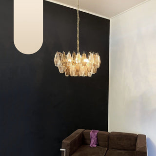 Elegant Murano Poliedri Transparent Smoked Glass Chandelier