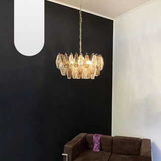 Elegant Murano Poliedri Transparent Smoked Glass Chandelier