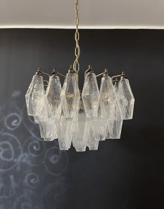 Elegant Murano Poliedri Trasparent Glass Chandelier