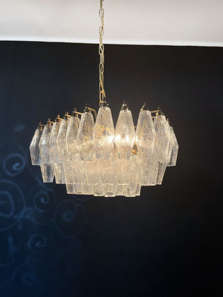 Elegant Murano Poliedri Trasparent Glass Chandelier