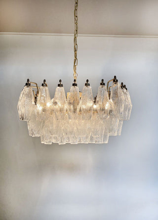 Elegant Murano Poliedri Trasparent Glass Chandelier