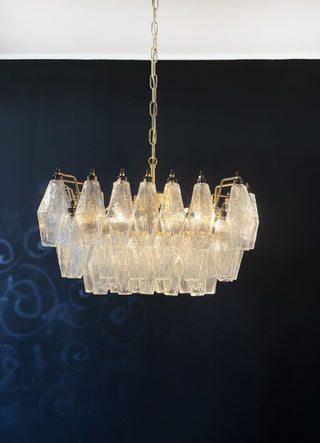 Elegant Murano Poliedri Trasparent Glass Chandelier