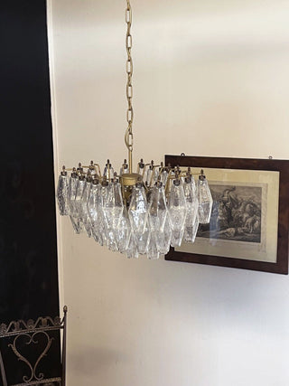 Elegant Murano Poliedri Trasparent Glass Chandelier