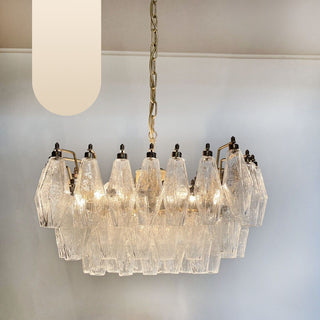 Elegant Murano Poliedri Trasparent Glass Chandelier