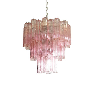 Elegant Pink Murano Glass Tube Chandelier