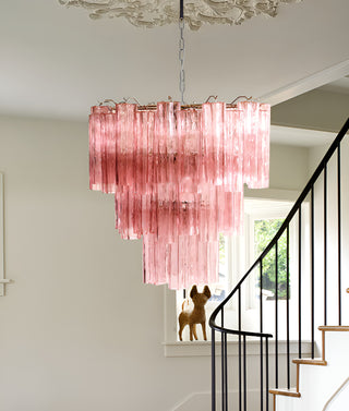 Elegant Pink Murano Glass Tube Chandelier