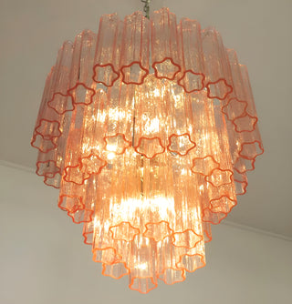 Elegant Pink Murano Glass Tube Chandelier