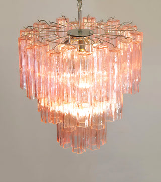 Elegant Pink Murano Glass Tube Chandelier