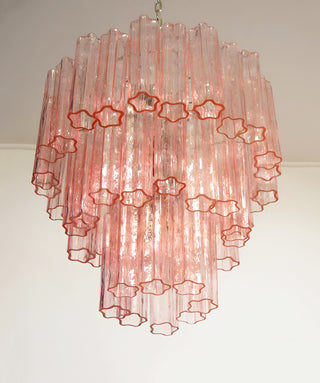 Elegant Pink Murano Glass Tube Chandelier