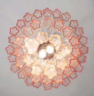 Elegant Pink Murano Glass Tube Chandelier