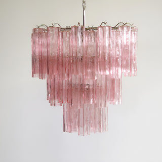 Elegant Pink Murano Glass Tube Chandelier