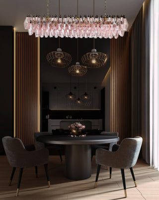 Elegant Pink Murano Poliedri Glass Chandelier