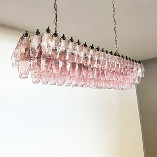 Elegant Pink Murano Poliedri Glass Chandelier