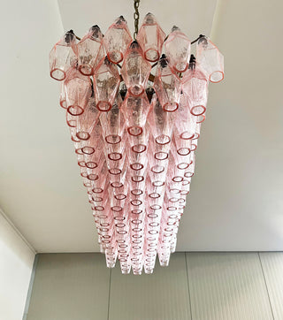 Elegant Pink Murano Poliedri Glass Chandelier