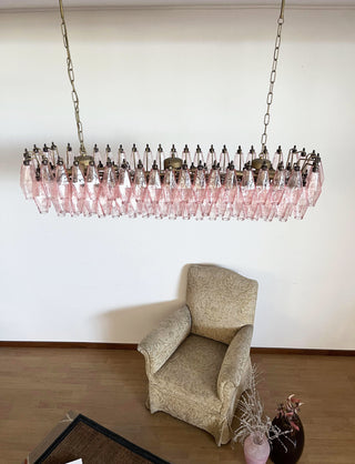 Elegant Pink Murano Poliedri Glass Chandelier