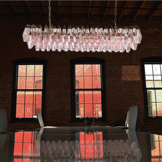 Elegant Pink Murano Poliedri Glass Chandelier