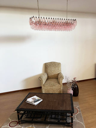 Elegant Pink Murano Poliedri Glass Chandelier