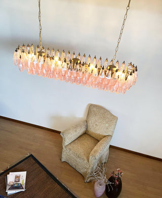 Elegant Pink Murano Poliedri Glass Chandelier