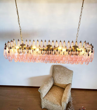 Elegant Pink Murano Poliedri Glass Chandelier