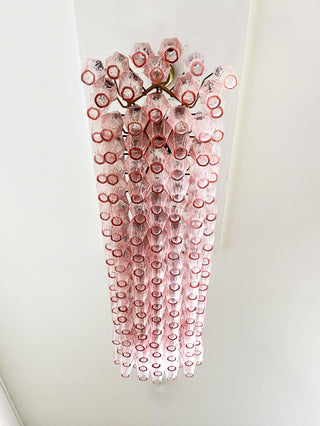 Elegant Pink Murano Poliedri Glass Chandelier