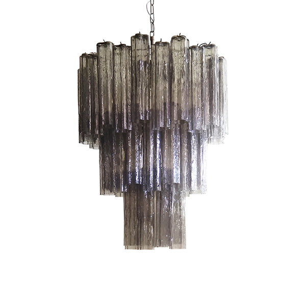 Elegant Smoke Murano Glass Tube Chandelier