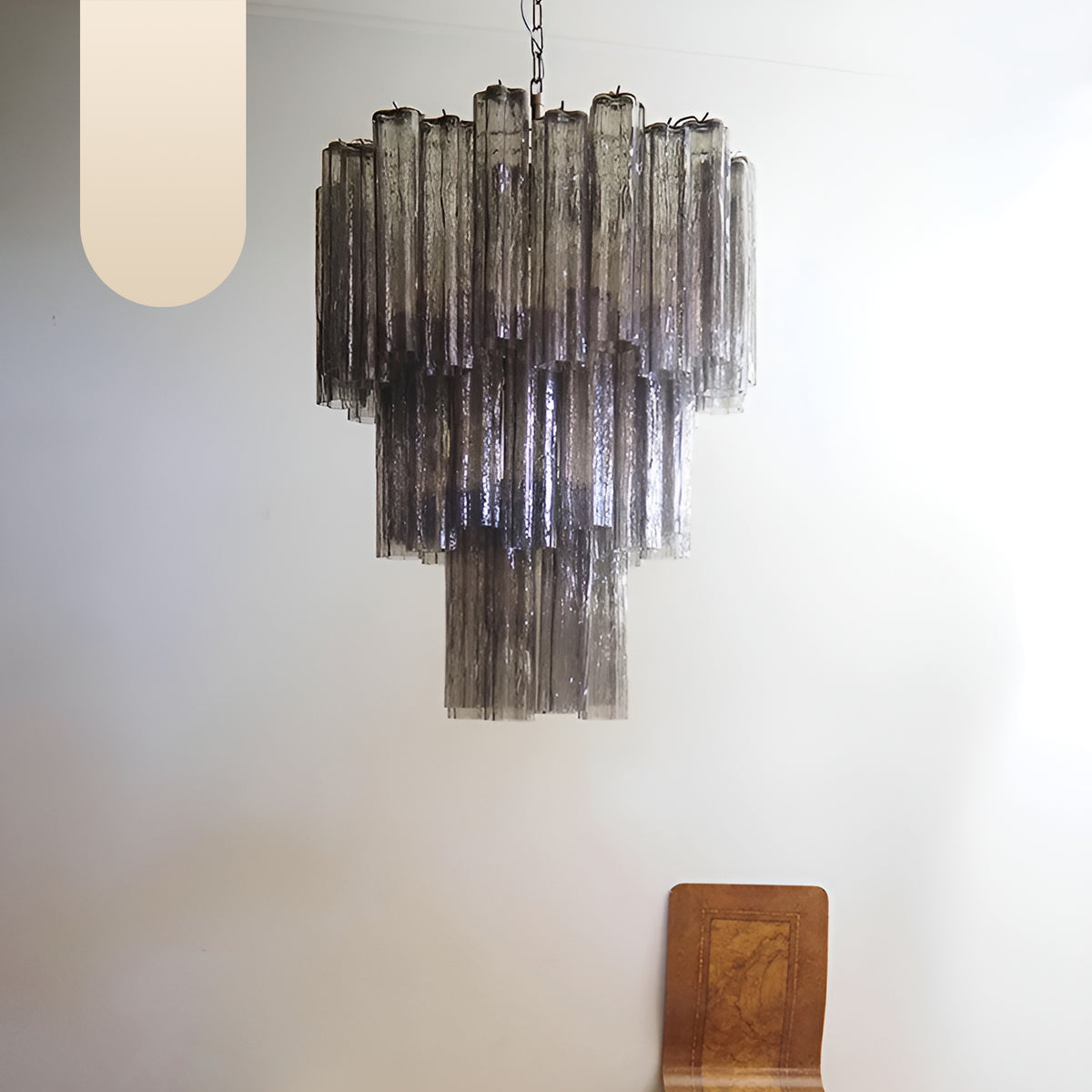 Elegant Smoke Murano Glass Tube Chandelier