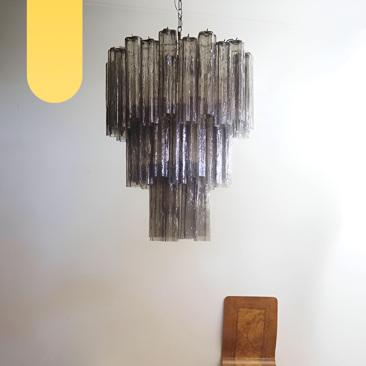 Elegant Smoke Murano Glass Tube Chandelier