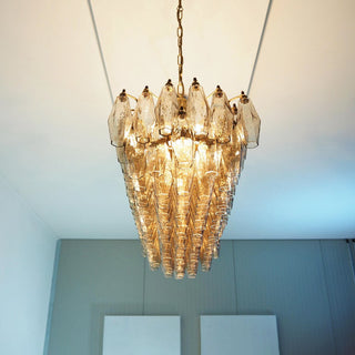 Elegant Smoked Murano Poliedri Glass Chandelier