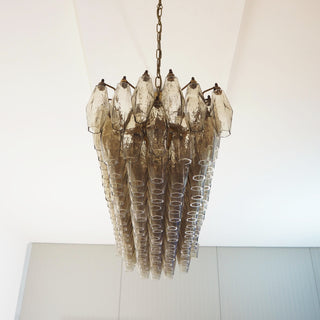 Elegant Smoked Murano Poliedri Glass Chandelier